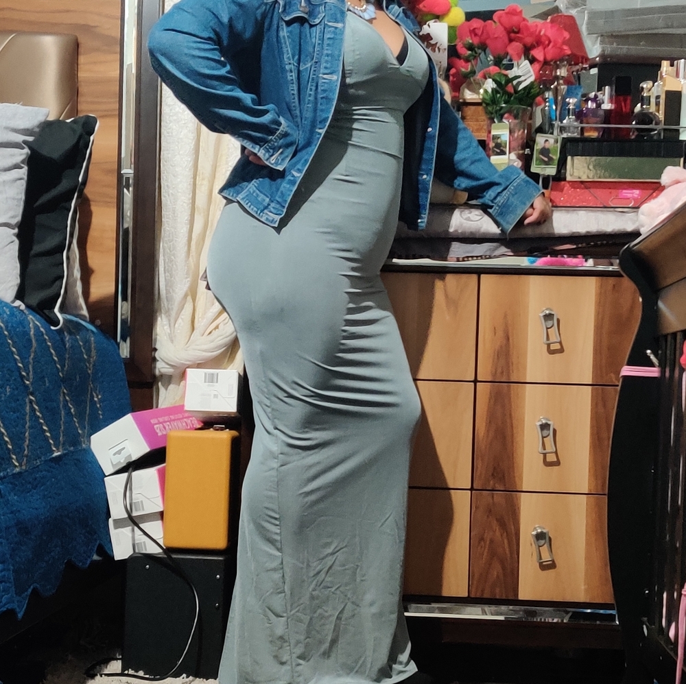 WANTMYLOOK STRAPPY LONG MAXI DRESS GRAY SIZE SMALL - Picture 5 of 8